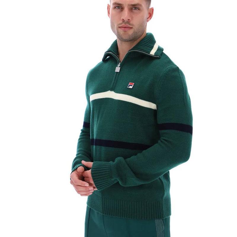 Fila Camilo Knitted Half Zip Jumper Rain Forest