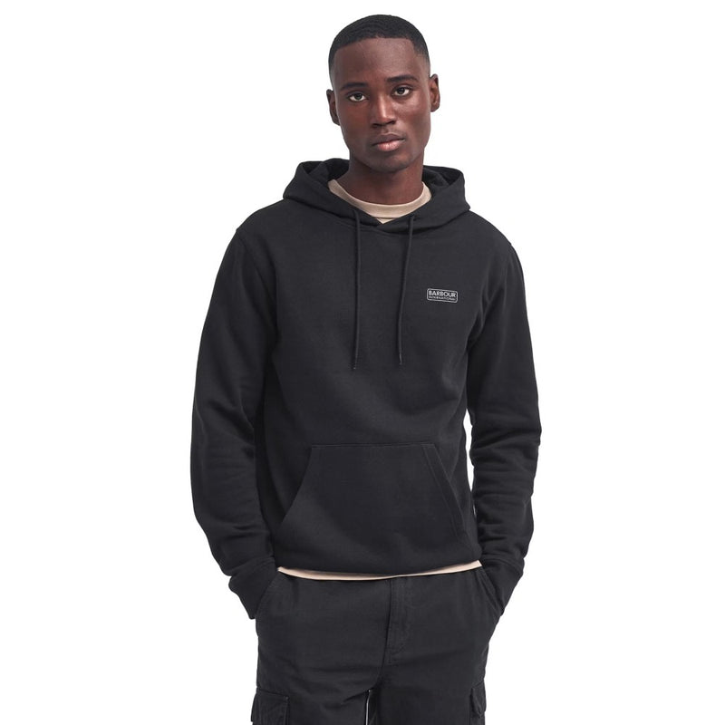 Barbour International Small Logo Hoodie Black and Pewter