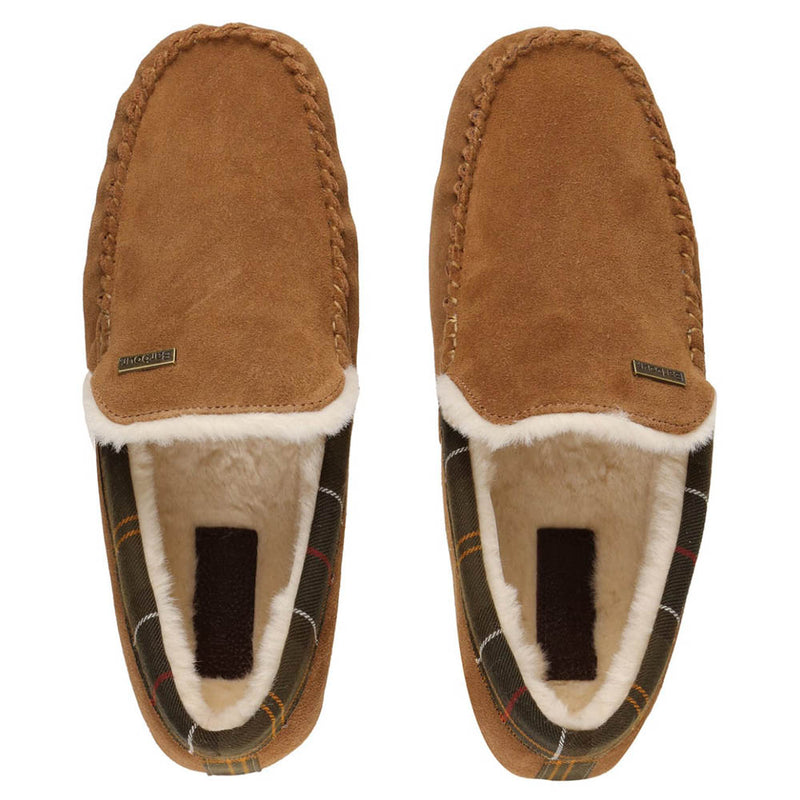 Barbour Monty Moccasin House Slippers Camel Suede