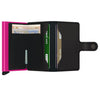 Secrid Miniwallet Matte Black & Fuchsia Leather Wallet