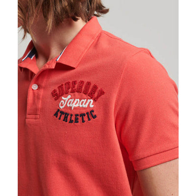 Superdry Vintage Superstate Applique Polo Shirt Cayenne Pink