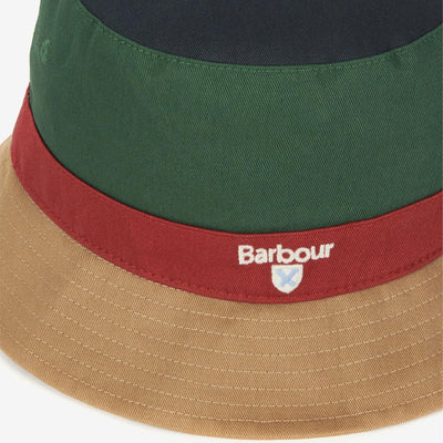 Barbour Mens Laytham Bucket Sports Hat Green and Dark Stone