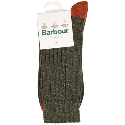 Barbour Houghton Sock Olive and Burnt Orange