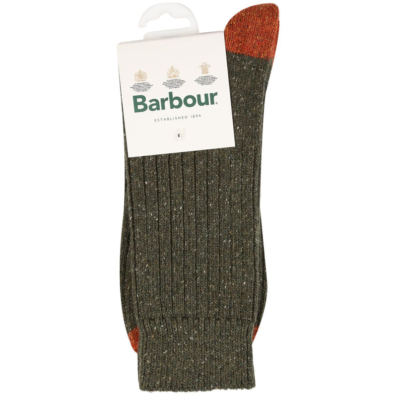 Barbour Houghton Sock Olive and Burnt Orange