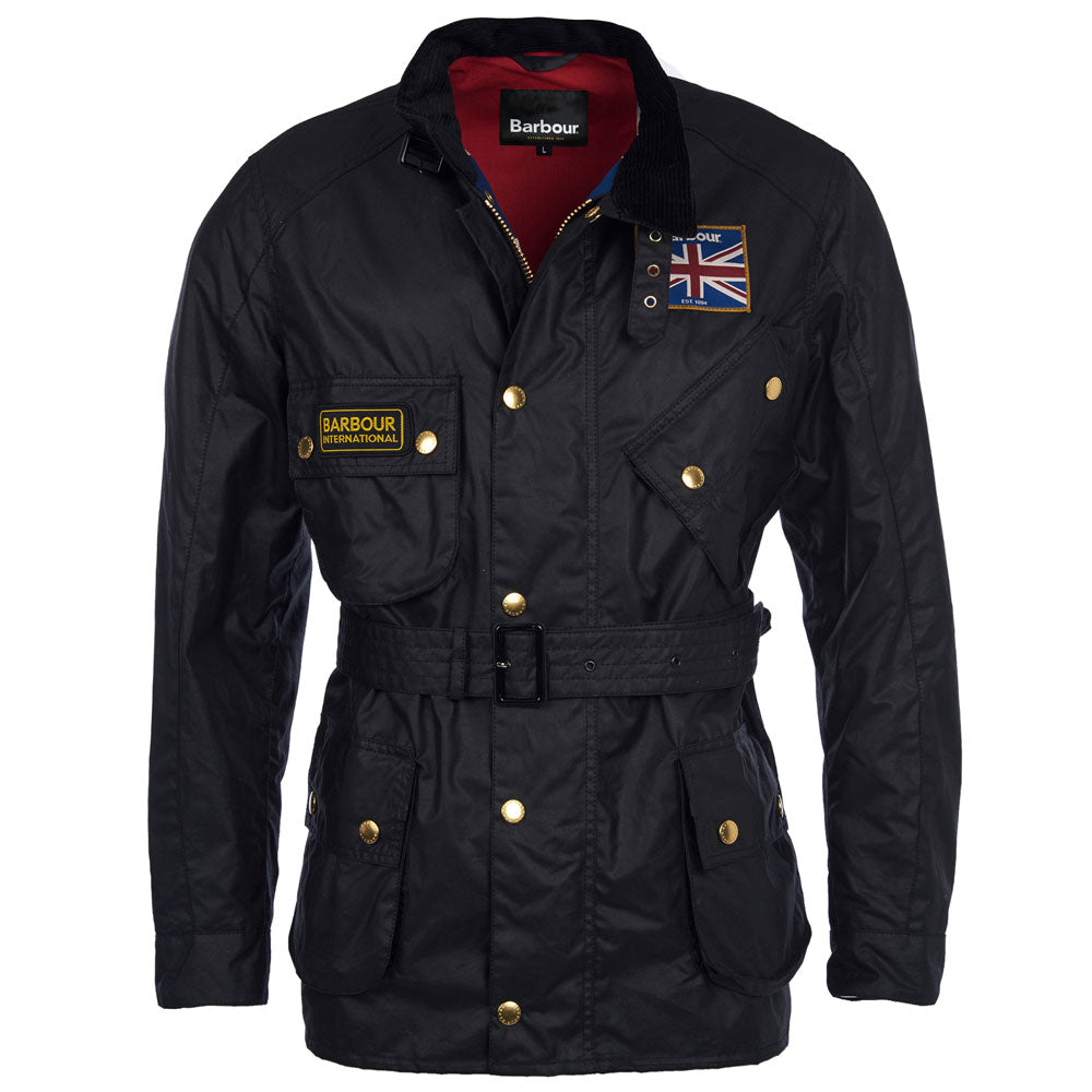 Barbour International Union Jack Wax Jacket Black