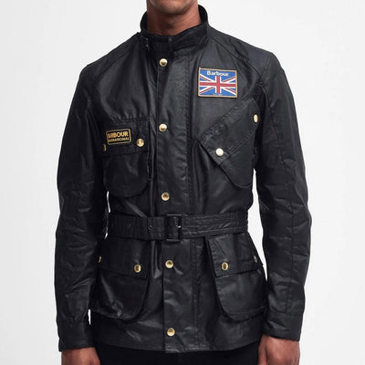 Barbour International Union Jack Wax Jacket Black