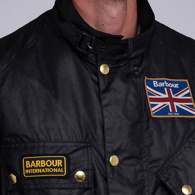 Barbour International Union Jack Wax Jacket Black