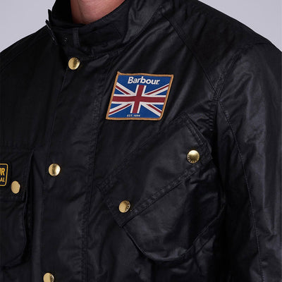 Barbour International Union Jack Wax Jacket Black