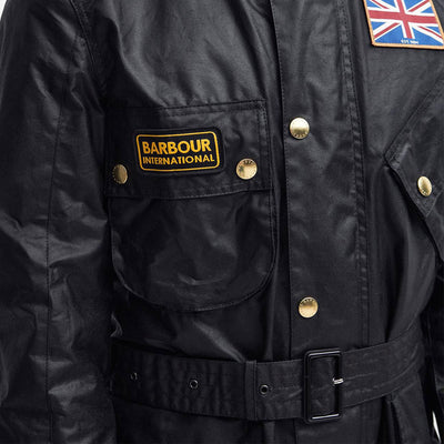 Barbour International Union Jack Wax Jacket Black