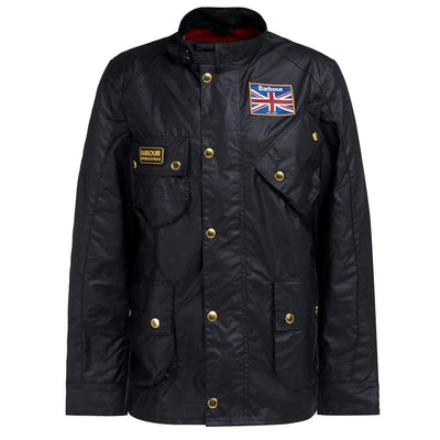 Barbour International Union Jack Wax Jacket Black