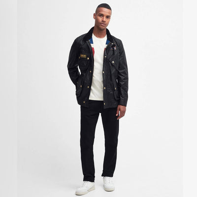 Barbour International Union Jack Wax Jacket Black