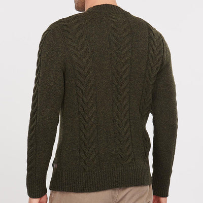 Barbour Essential Cable Crew Knit Sweater Olive Marl