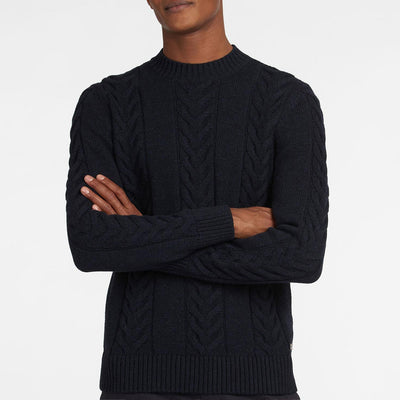 Barbour Essential Cable Crew Knit Sweater Navy Marl