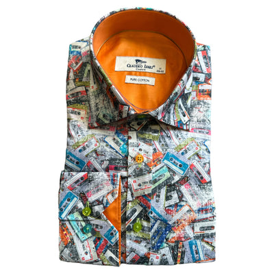 Claudio Lugli Cassette Tapes Print Shirt Orange CP6877