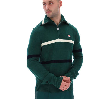 Fila Camilo Knitted Half Zip Jumper Rain Forest
