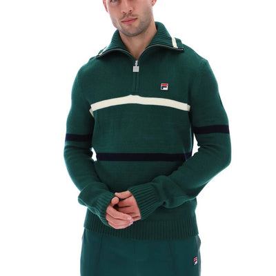 Fila Camilo Knitted Half Zip Jumper Rain Forest