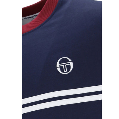 Sergio Tacchini Supermac T-Shirt Maritime Blue and Tibetan Red