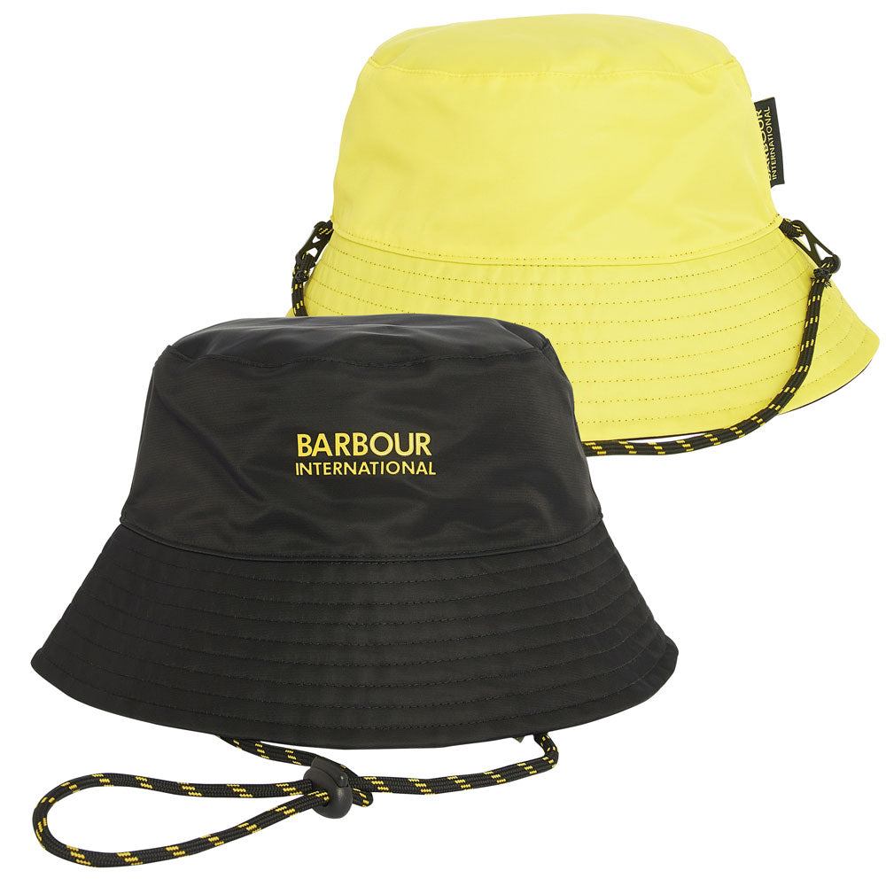 Barbour International Ripley Reversible Bucket Hat Black and Yellow