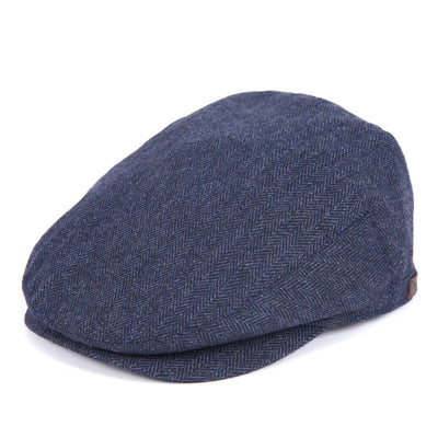 Barbour Mens Barlow Flat Cap Navy Herringbone