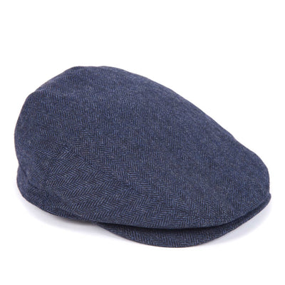 Barbour Mens Barlow Flat Cap Navy Herringbone