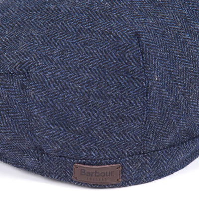Barbour Mens Barlow Flat Cap Navy Herringbone