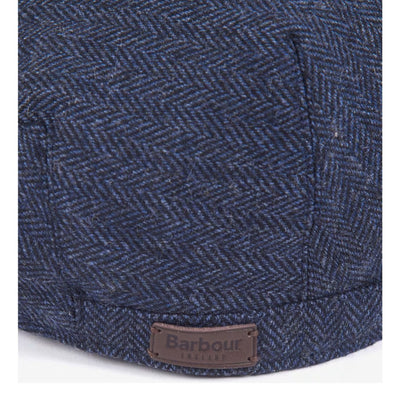 Barbour Mens Barlow Flat Cap Navy Herringbone