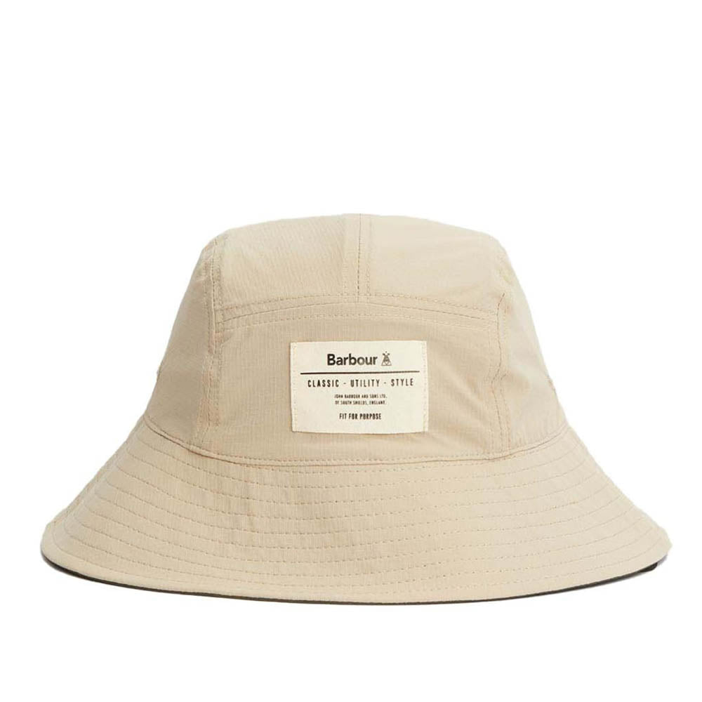 Barbour Bidlam Showerproof Reversible Bucket Hat Concrete / Olive