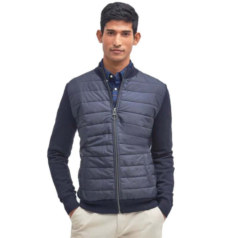 Barbour Carn Baffle Zip Through Quilted Sweater Navy