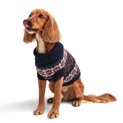 Barbour Case Fair Isle Dog Jumper Blue Granite