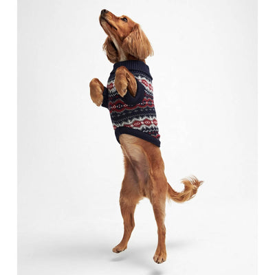 Barbour Case Fair Isle Dog Jumper Blue Granite