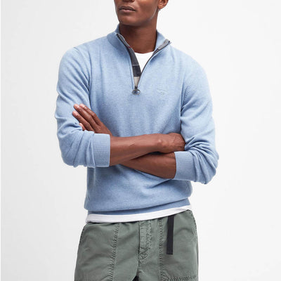 Barbour Cotton Half Zip Jumper Dark Chambray