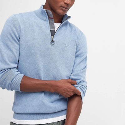 Barbour Cotton Half Zip Jumper Dark Chambray