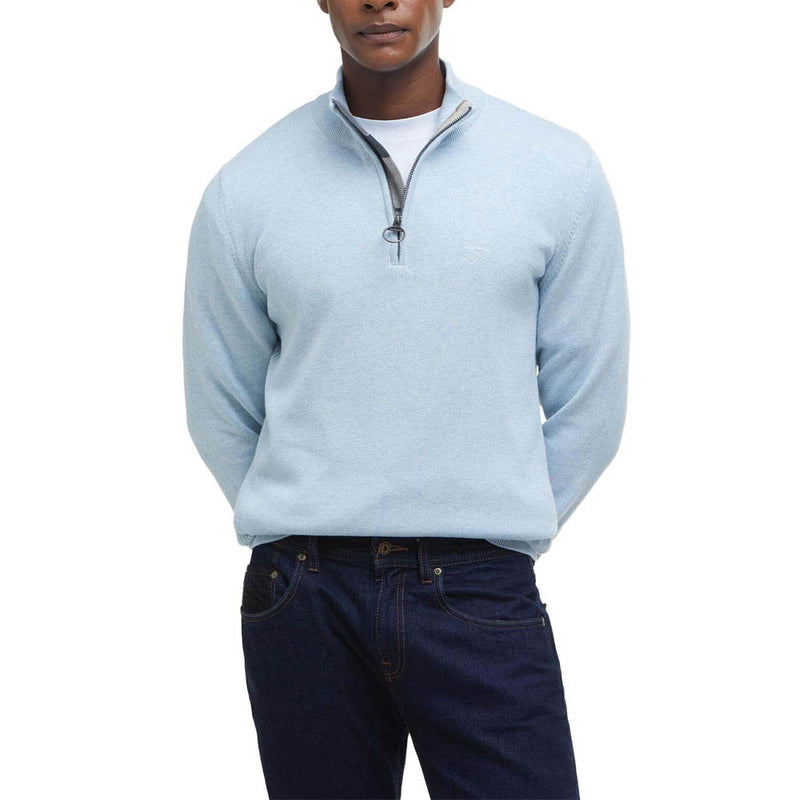 Barbour Cotton Half Zip Jumper Ocean Sky