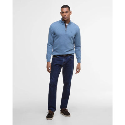 Barbour Cotton Half Zip Jumper Blue Stone