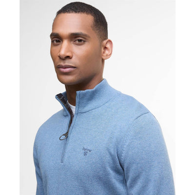Barbour Cotton Half Zip Jumper Blue Stone
