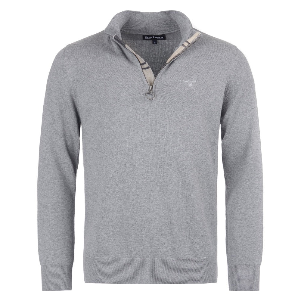Barbour Cotton Quarter Zip Jumper Grey Marl