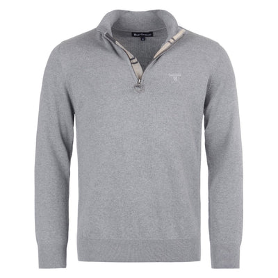 Barbour Cotton Quarter Zip Jumper Grey Marl