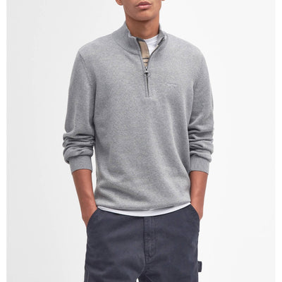 Barbour Cotton Quarter Zip Jumper Grey Marl
