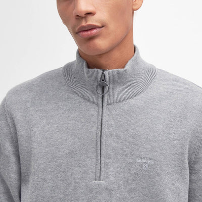Barbour Cotton Quarter Zip Jumper Grey Marl
