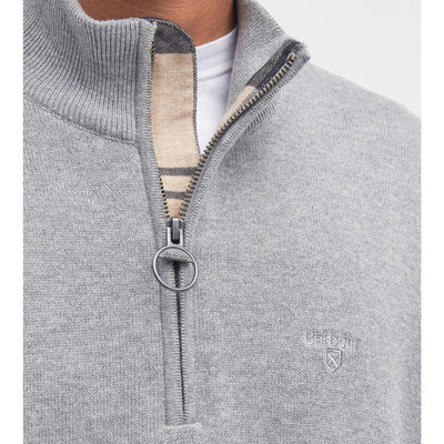 Barbour Cotton Quarter Zip Jumper Grey Marl