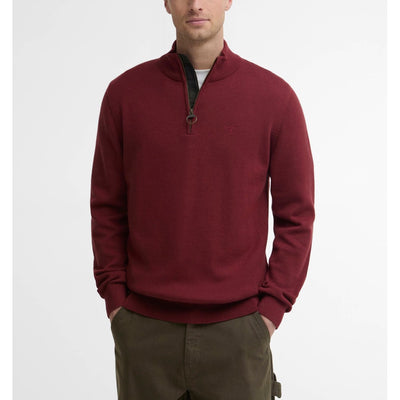 Barbour Cotton Quarter Zip Jumper Russet