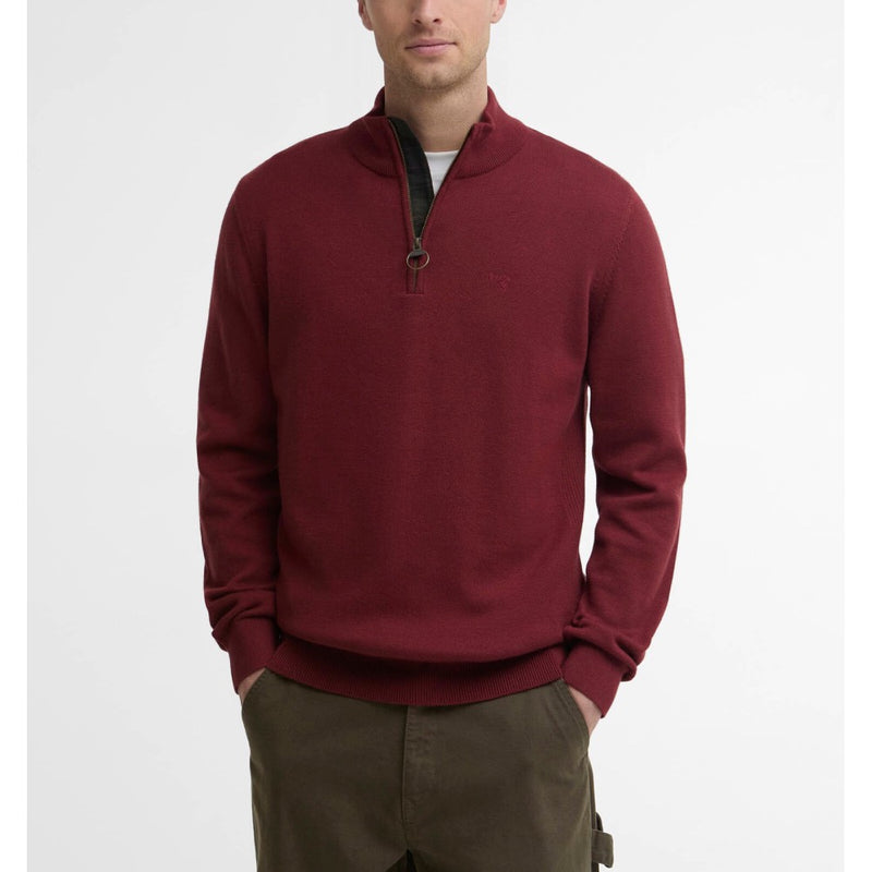 Barbour Cotton Quarter Zip Jumper Russet