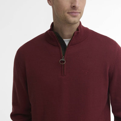 Barbour Cotton Quarter Zip Jumper Russet