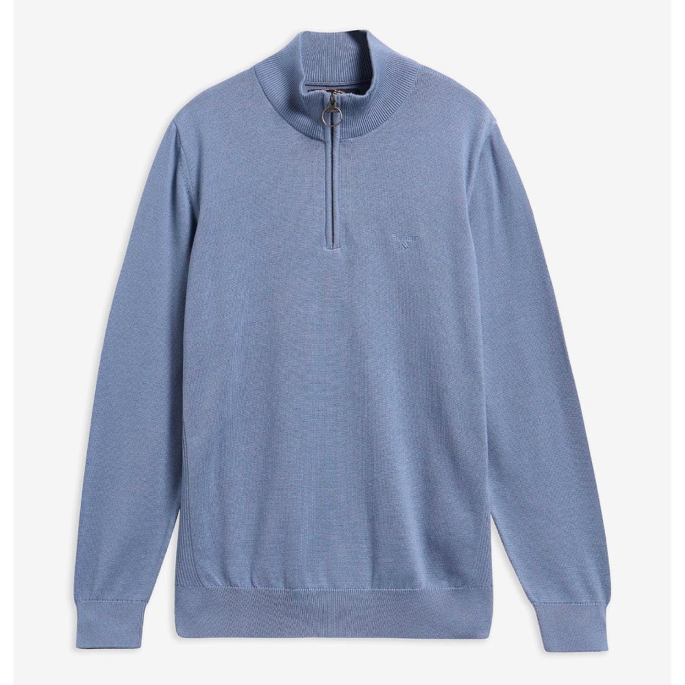 Barbour Cotton Quarter Zip Jumper Tarn Blue