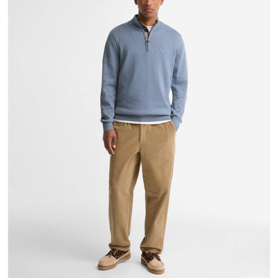 Barbour Cotton Quarter Zip Jumper Tarn Blue