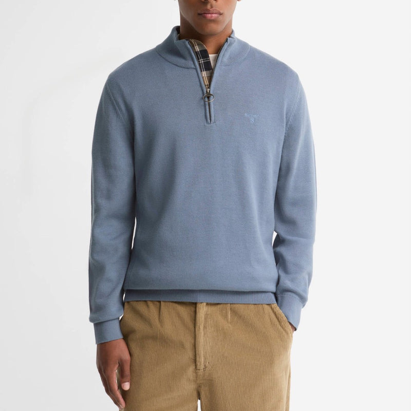 Barbour Cotton Quarter Zip Jumper Tarn Blue