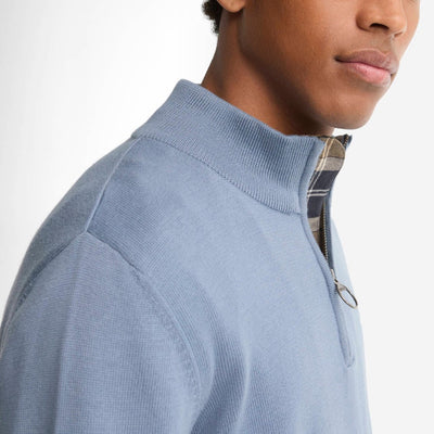 Barbour Cotton Quarter Zip Jumper Tarn Blue