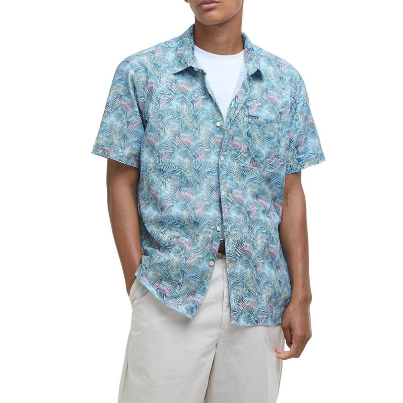 Barbour Devon Printed Summer Short Sleeve Shirt Dusk Blue