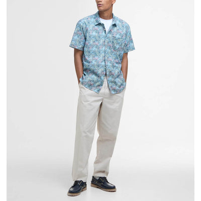 Barbour Devon Printed Summer Short Sleeve Shirt Dusk Blue