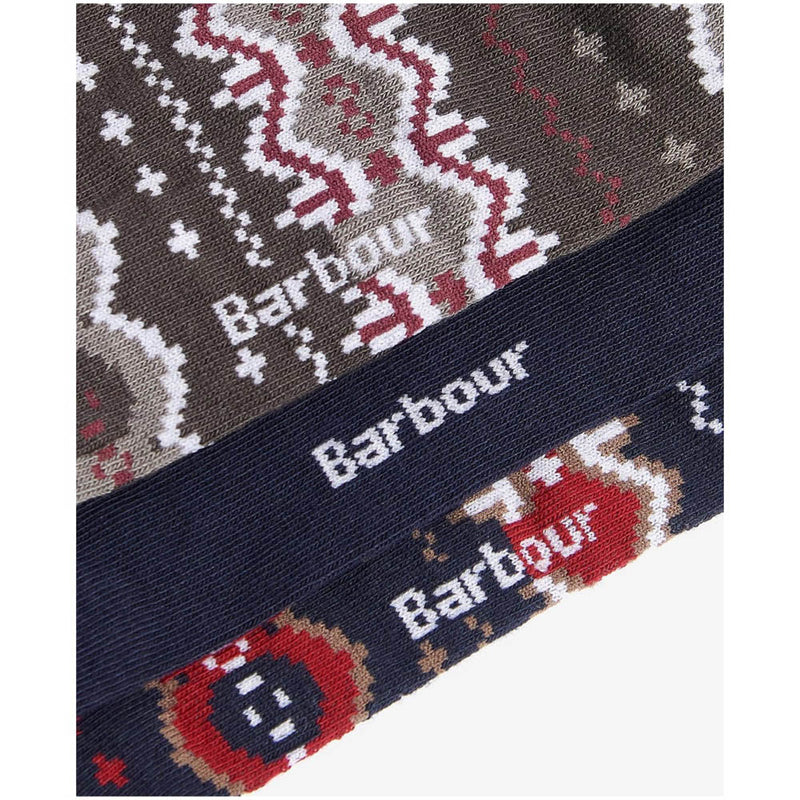 Barbour Fairisle Sock Gift Box Cranberry / Black Slate Mix